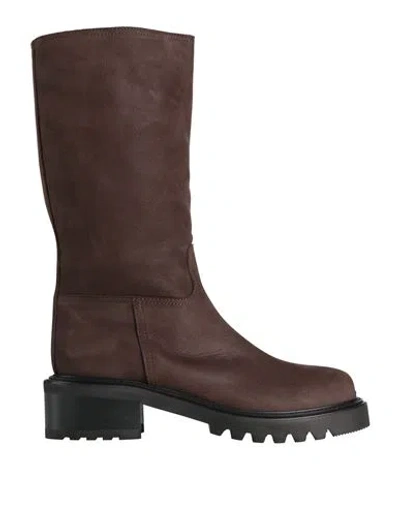 Via Roma 15 Woman Boot Dark Brown Size 6 Leather In Multi