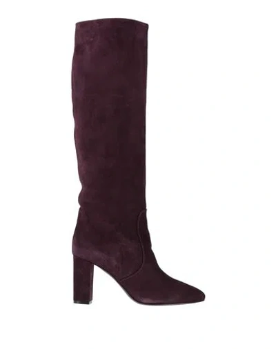 Via Roma 15 Woman Boot Plum Size 9 Leather In Purple