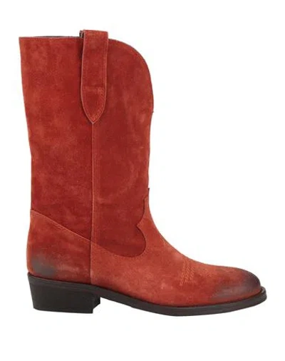 Via Roma 15 Woman Boot Rust Size 8 Leather In Red