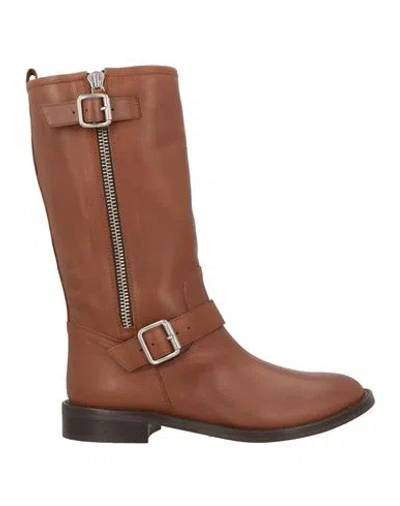 Via Roma 15 Woman Boot Tan Size 8 Leather In Brown
