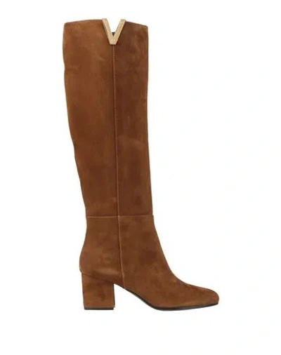 Via Roma 15 Woman Boot Tan Size 9.5 Leather In Brown