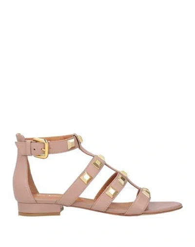 Via Roma 15 Woman Sandals Antique Rose Size 10 Leather In Pink