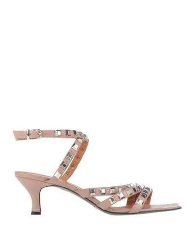Via Roma 15 Woman Sandals Antique Rose Size 8 Leather In Pink
