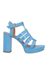 Via Roma 15 Woman Sandals Azure Size 7 Leather In Blue