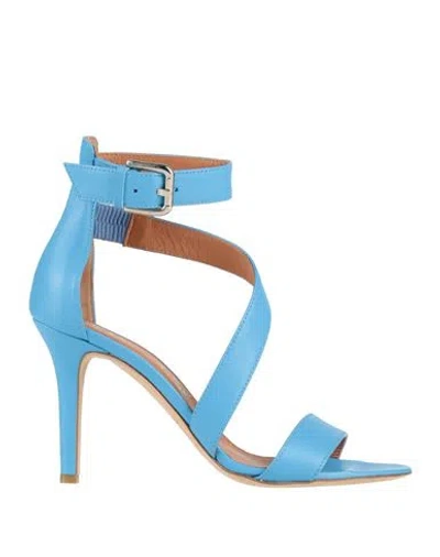 Via Roma 15 Woman Sandals Azure Size 7 Leather In Blue
