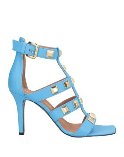 Via Roma 15 Woman Sandals Azure Size 8 Soft Leather In Blue