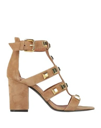 Via Roma 15 Woman Sandals Beige Size 6.5 Leather In Multi