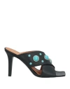Via Roma 15 Woman Sandals Black Size 10 Leather In Black
