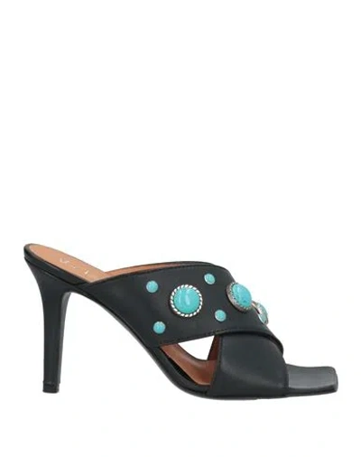 Via Roma 15 Woman Sandals Black Size 10 Leather