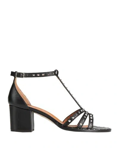 Via Roma 15 Woman Sandals Black Size 11 Leather