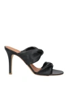 Via Roma 15 Woman Sandals Black Size 7 Leather