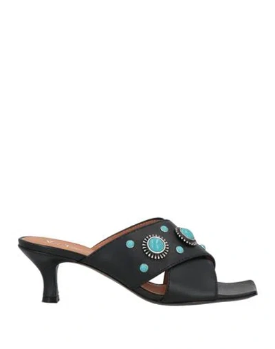 Via Roma 15 Woman Sandals Black Size 8 Leather