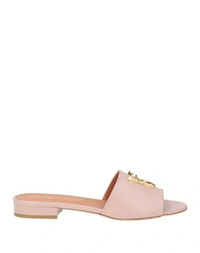 Via Roma 15 Woman Sandals Blush Size 9 Leather In Pink