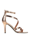 Via Roma 15 Woman Sandals Bronze Size 7 Leather In Yellow