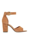 Via Roma 15 Woman Sandals Camel Size 11 Soft Leather In Beige