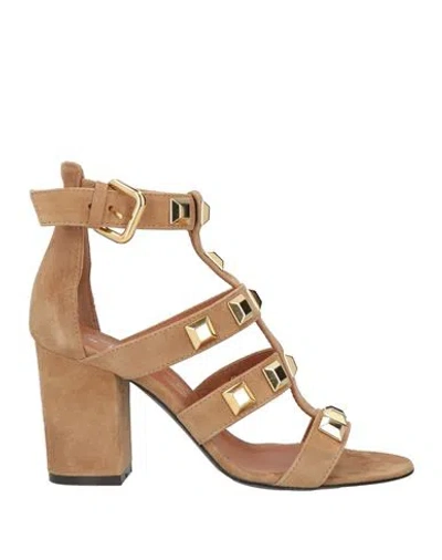 Via Roma 15 90mm Stud-embellished Sandals In Beige