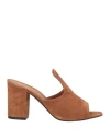 Via Roma 15 Woman Sandals Camel Size 7 Leather In Brown