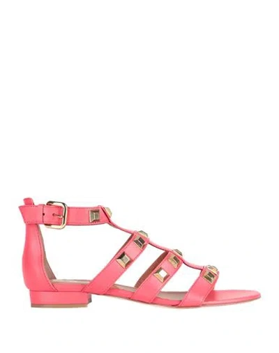 Via Roma 15 Woman Sandals Coral Size 11 Soft Leather In Red