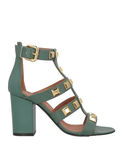 Via Roma 15 Woman Sandals Dark Green Size 7 Leather