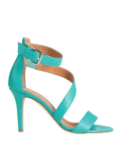 Via Roma 15 Woman Sandals Emerald Green Size 7 Leather