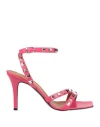 Via Roma 15 Woman Sandals Fuchsia Size 10 Leather In Pink