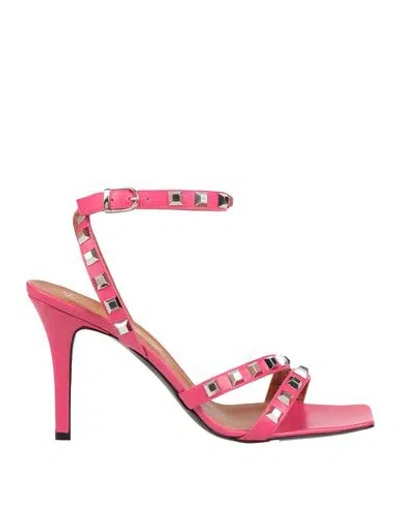 Via Roma 15 Woman Sandals Fuchsia Size 10 Leather In Pink