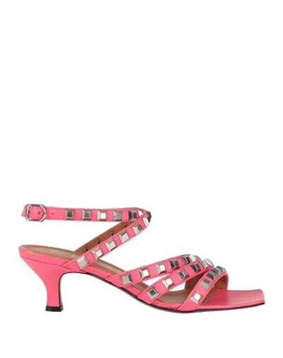 Via Roma 15 Woman Sandals Fuchsia Size 6 Leather In Pink