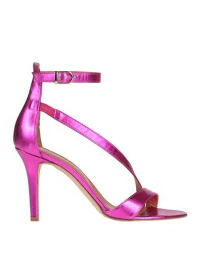 Via Roma 15 Woman Sandals Fuchsia Size 7 Leather In Pink