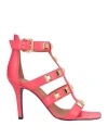 Via Roma 15 Woman Sandals Fuchsia Size 8 Soft Leather In Pink