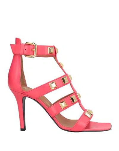 Via Roma 15 Woman Sandals Fuchsia Size 8 Soft Leather In Pink