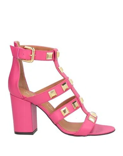 VIA ROMA 15 VIA ROMA 15 WOMAN SANDALS FUCHSIA SIZE 8 LEATHER