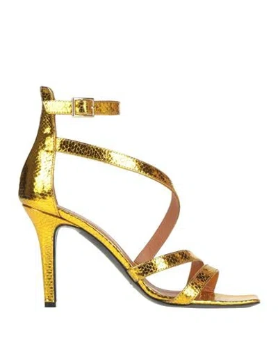 Via Roma 15 Woman Sandals Gold Size 7 Leather In Gold
