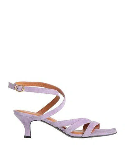 Via Roma 15 Woman Sandals Lilac Size 7 Leather In Multi