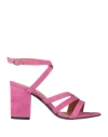 Via Roma 15 Woman Sandals Fuchsia Size 8 Leather In Magenta