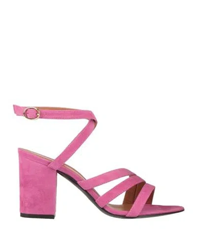 VIA ROMA 15 VIA ROMA 15 WOMAN SANDALS MAGENTA SIZE 7 LEATHER