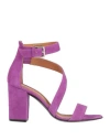 Via Roma 15 Woman Sandals Mauve Size 10 Leather In Purple