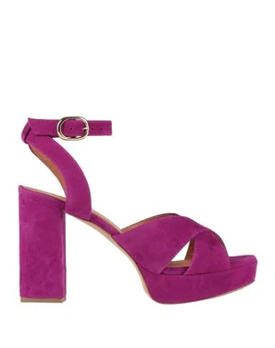 Via Roma 15 Woman Sandals Mauve Size 8 Leather In Purple