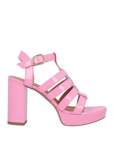 Via Roma 15 Woman Sandals Pink Size 7 Leather