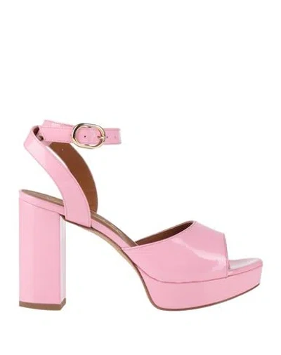 Via Roma 15 Woman Sandals Pink Size 8 Leather