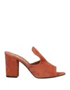 Via Roma 15 Woman Sandals Rust Size 6 Soft Leather In Red