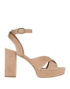Via Roma 15 Woman Sandals Sand Size 6 Leather In Beige
