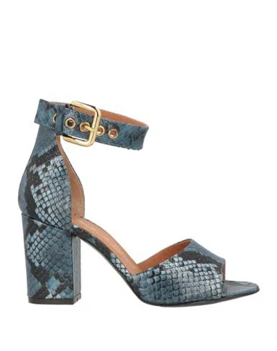 Via Roma 15 Woman Sandals Slate Blue Size 6 Leather In Multi