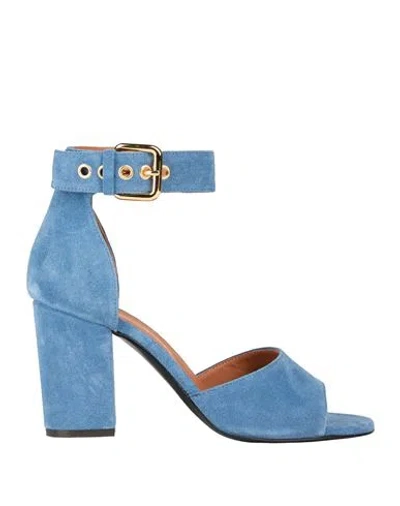Via Roma 15 Woman Sandals Slate Blue Size 9 Soft Leather