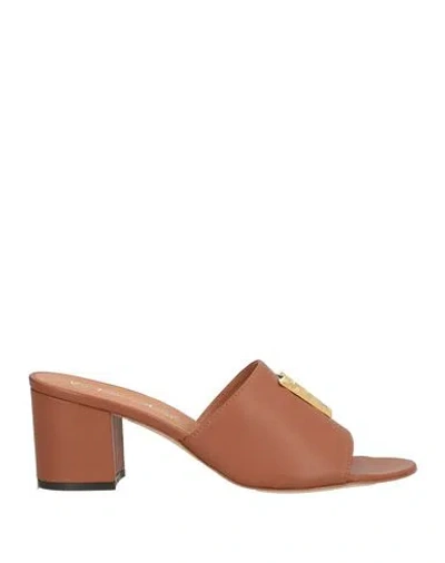 Via Roma 15 Woman Sandals Tan Size 6 Leather In Brown