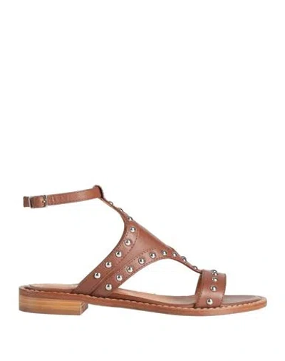 Via Roma 15 Woman Sandals Tan Size 7 Leather In Brown