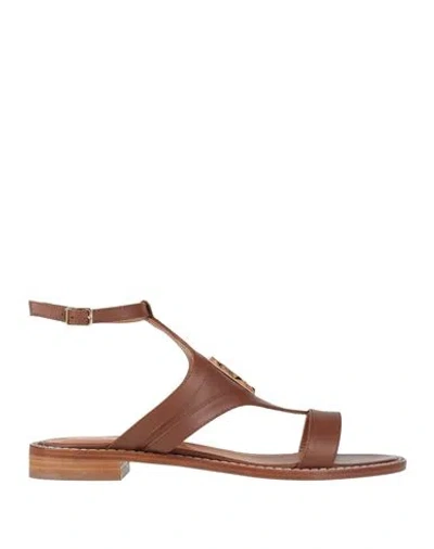 Via Roma 15 Woman Sandals Tan Size 8 Leather In Brown