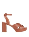 Via Roma 15 Criss-cross 100mm Platform Sandals In Brown