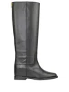 Via Roma 15 Knee-high Calfskin Boots With Gold-tone Accent In Black