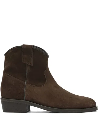 Via Roma 15 Zip-detail Suede Cowboy Boots In Brown