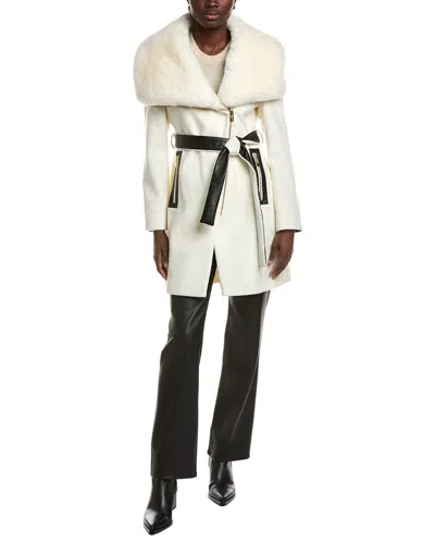 Via Spiga Asymmetrical Zip Wool-blend Coat In Gray